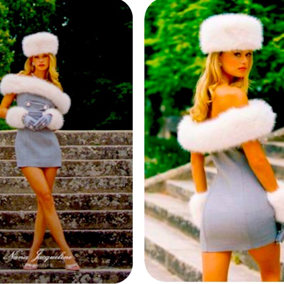 🎉On Sale Off shoulder dress detachable faux fur shawl for versatile styling - Picture 15 of 16